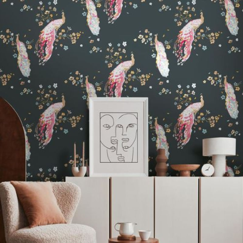 Papel de Parede House of Turnowsky Floral Preto 389061
