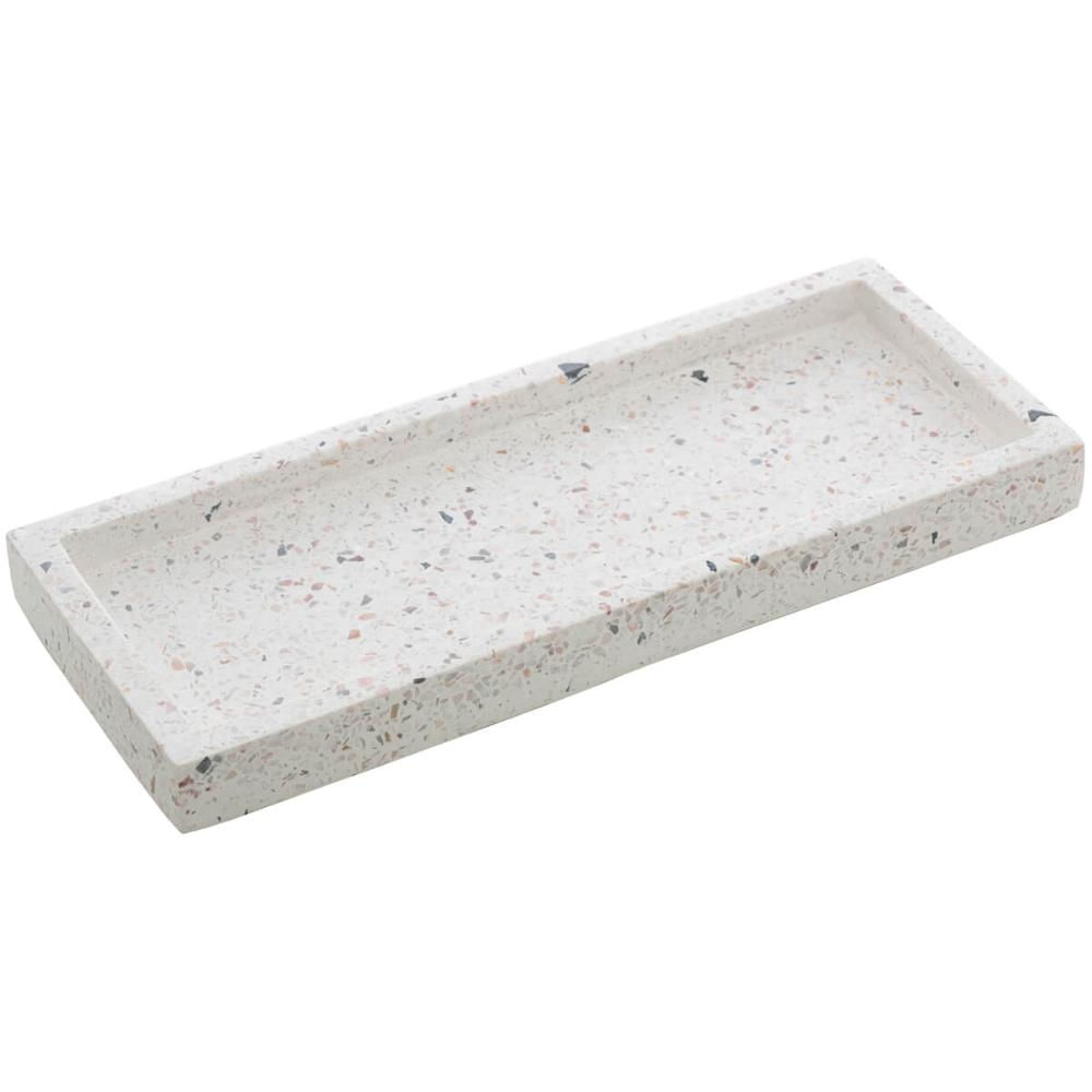 Bandeja de Mármore Terrazo Lyor Retangular 25x10x2cm Decorativa para Bancada de Banheiro