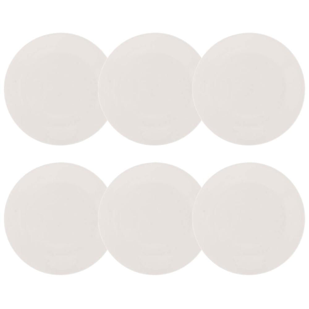 Conjunto 6 Pratos para Sobremesa de Porcelana Branca 20,5cm Clean Lyor Mesa Posta