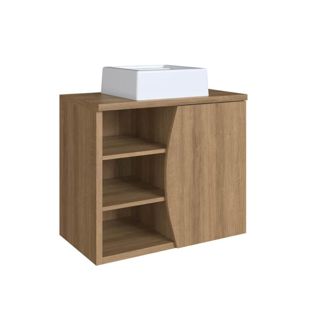 Gabinete Suspenso 70cm Laura Mel Cuba Branca Porta e 2 Prateleiras