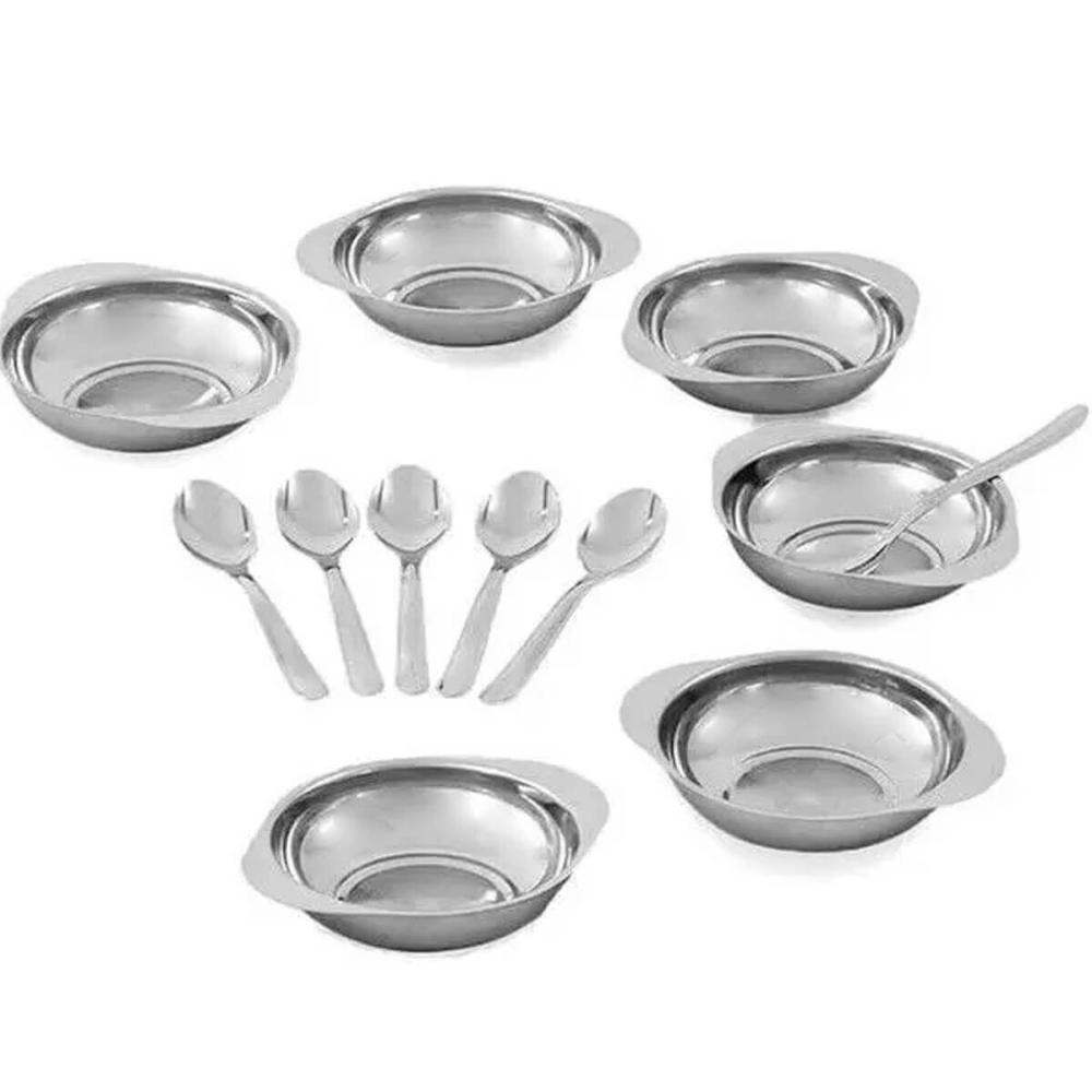 Jogo de Sobremesa Conjunto 12 peças Inox Tigelas e Colheres Simonaggio Moniz