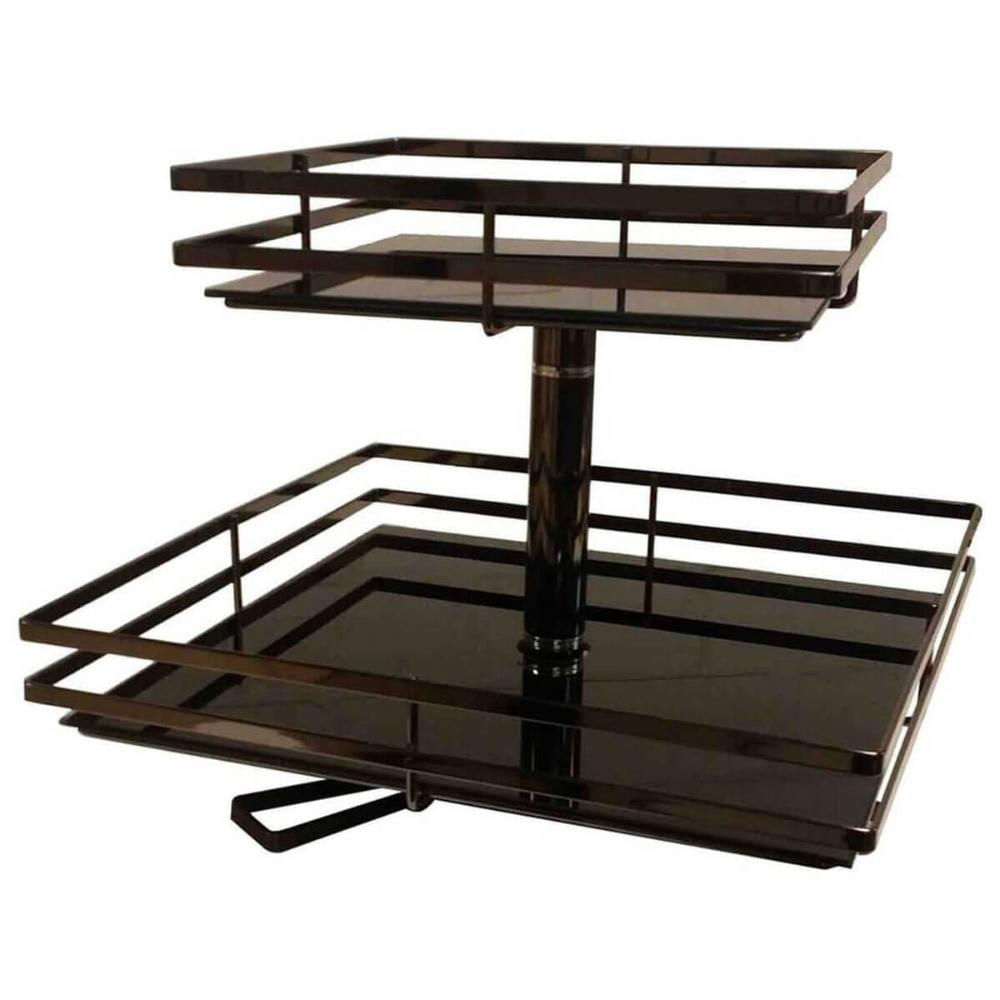 Fruteira de Mesa Aramada Giratória Quadrada com Prateleiras de Vidro Giosul Onix
