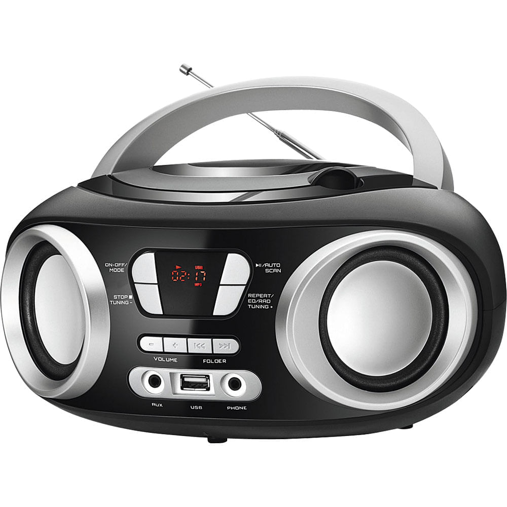 Rádio com CD. FM. Potência 6W RMS. Entradas USB e Auxiliar Mondial NBX13