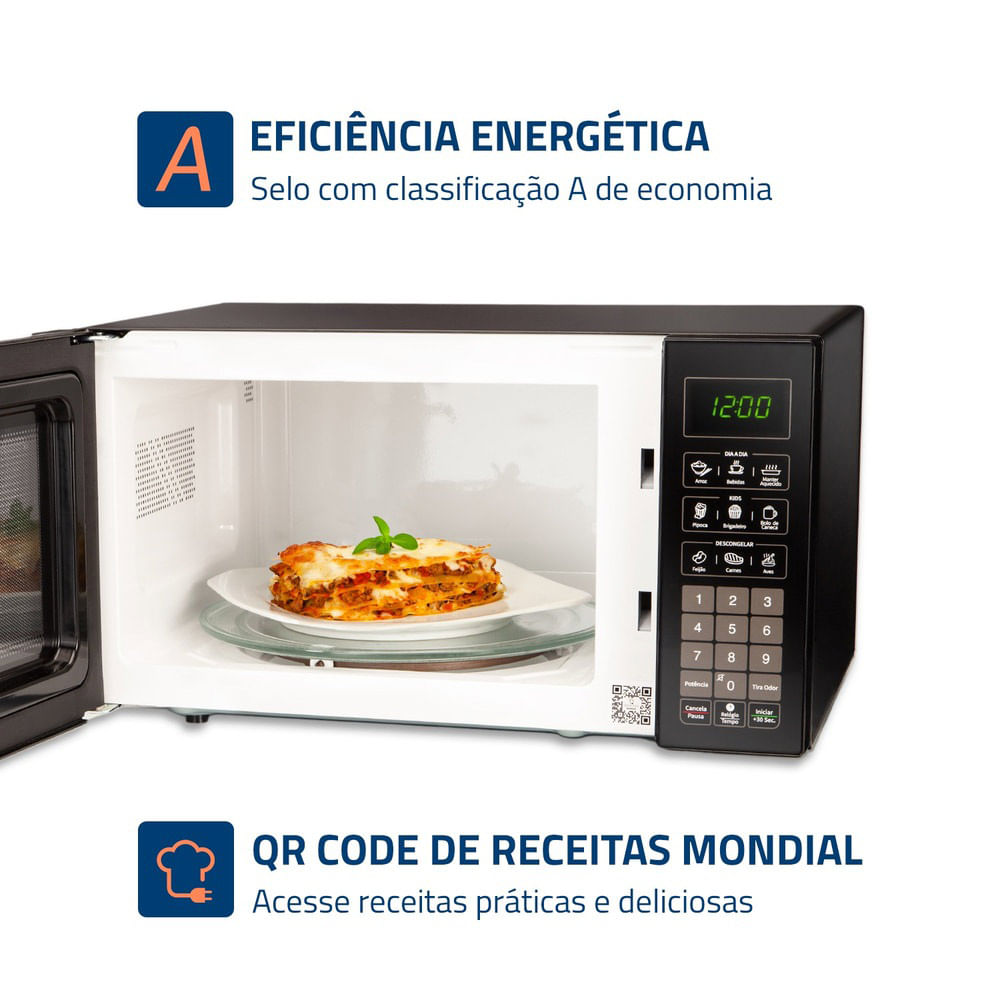 Micro-Ondas, Mondial, Preto, 1400W, 110V - MO-02-34-B