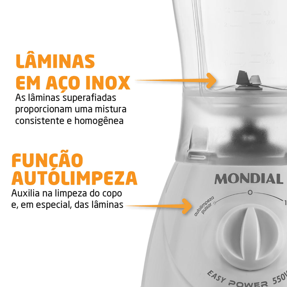 Liquidificador Mondial Easy Power L-550-W Branco - 127V
