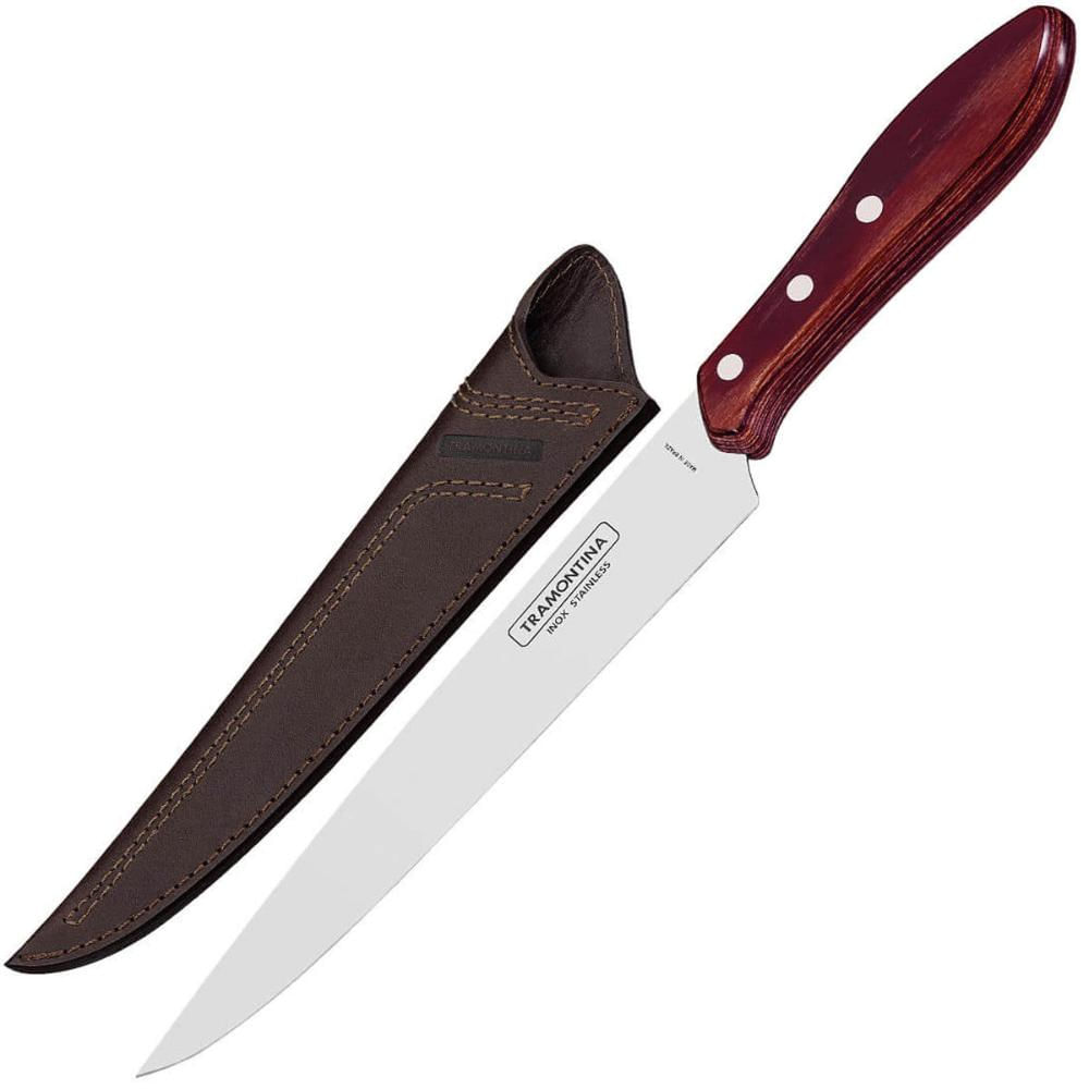 Faca Tramontina para Carne 8" em Aço Inox e Cabo Maderia Polywood Vermelho