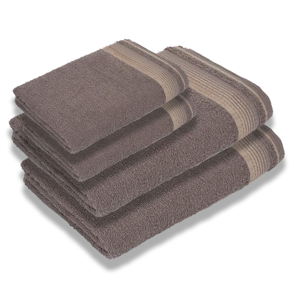 Kit 4 Toalhas Luxury Soft Beka 360 g/m² 2 Banho + 2 Rosto Luxo Cinza