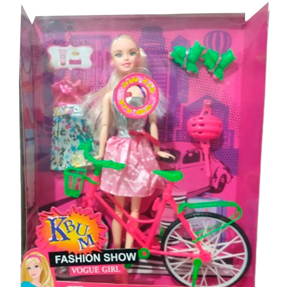 Boneca Vogue girl Fashion Girl bicicleta e acessórios OK122