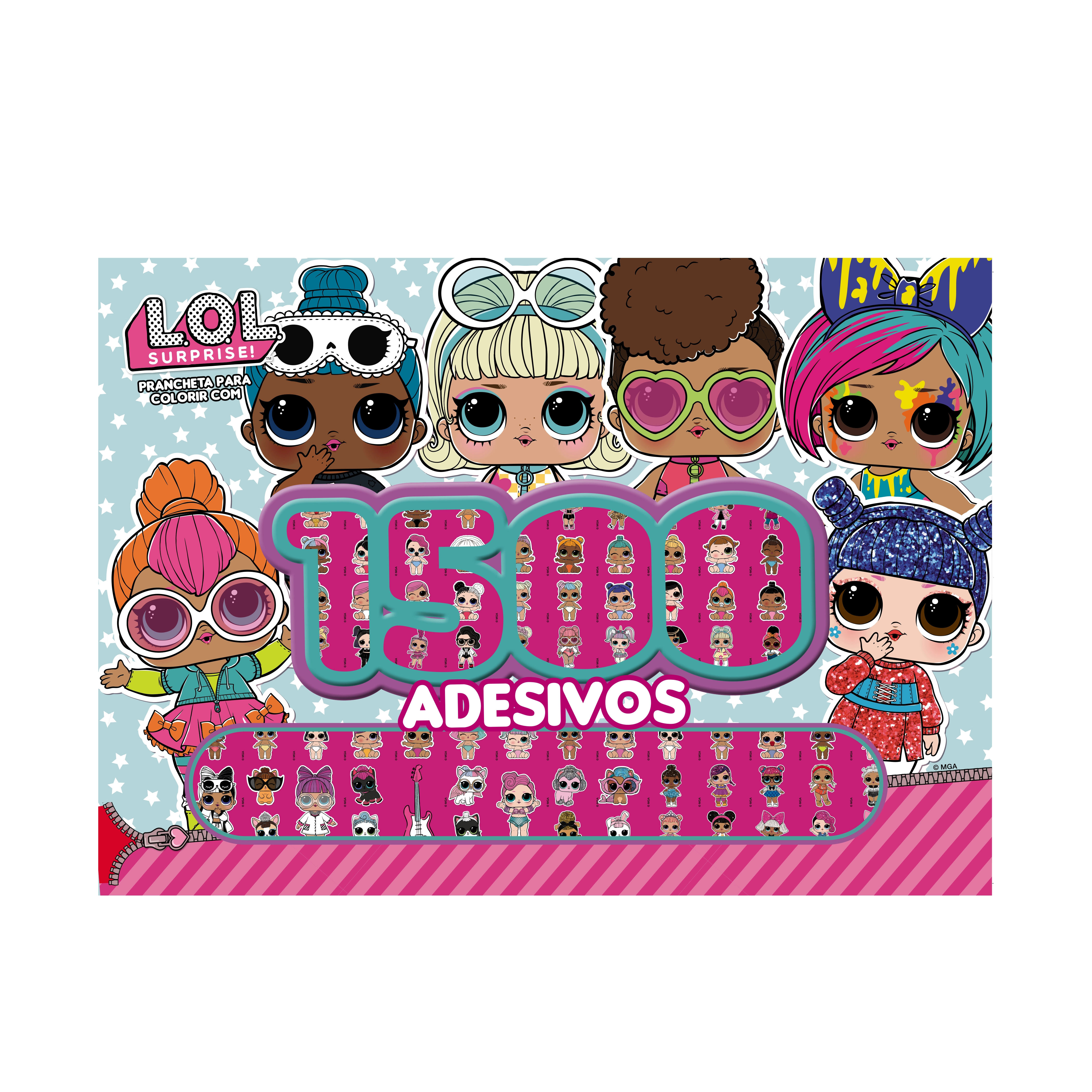 Prancheta para Colorir Infantil Editora Online LOL com 1500 Adesivos
