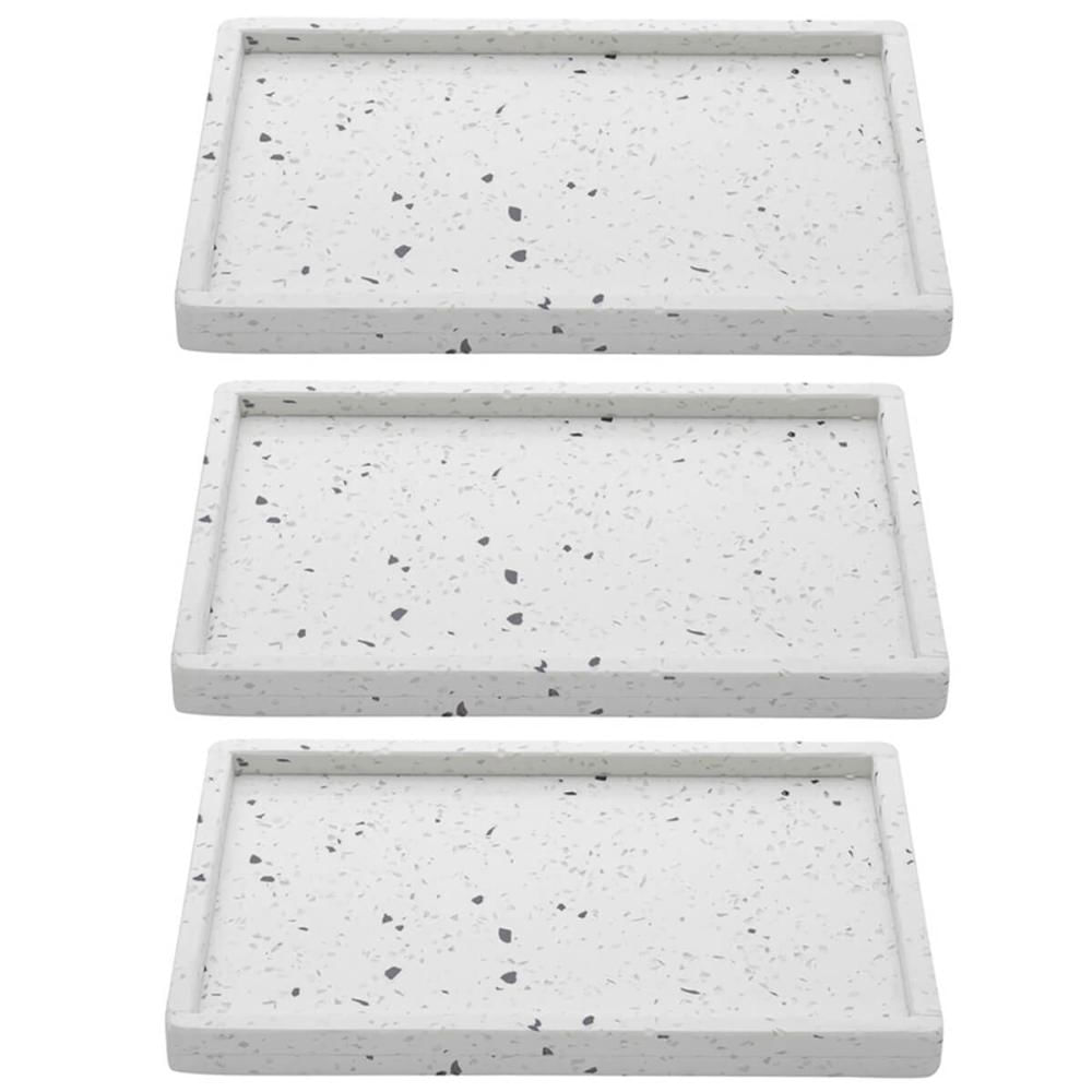 Conjunto 3 Bandejas de Mármore Terrazzo Lyor 26,5x17x2cm Bancada Sala Banheiro Retangulares
