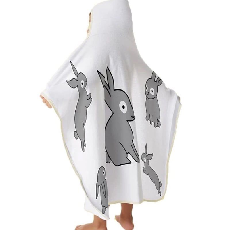 Toalha de Banho Baby Tecebem com Capuz Estampada Curiosidade 70cmx90cm Branco