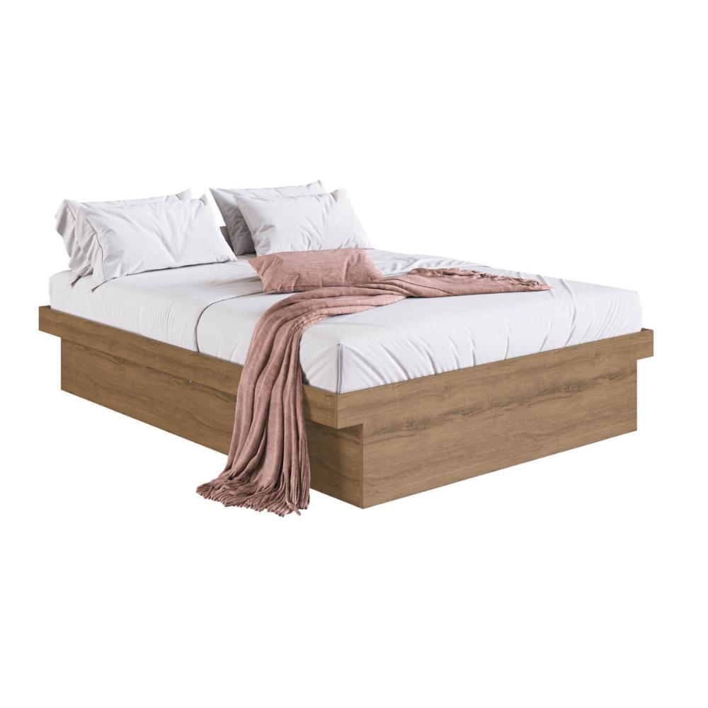 Cama de Casal Queen Mel com Box Baú MDP Bogotá Organizador Cobertores Travesseiros