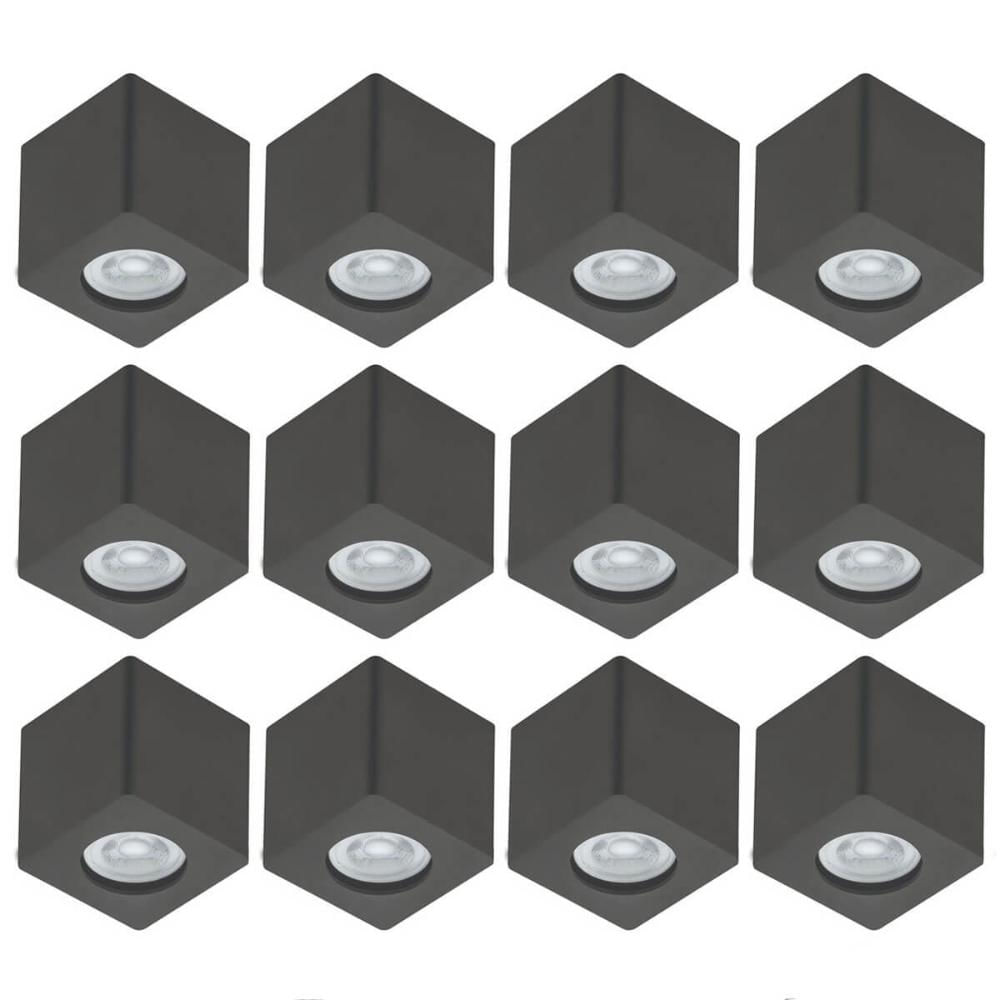 Conjunto 12 Spots de Sobrepor Zoom Luminária de Teto Preto Bivolt Dital Sala Cozinha Escritório