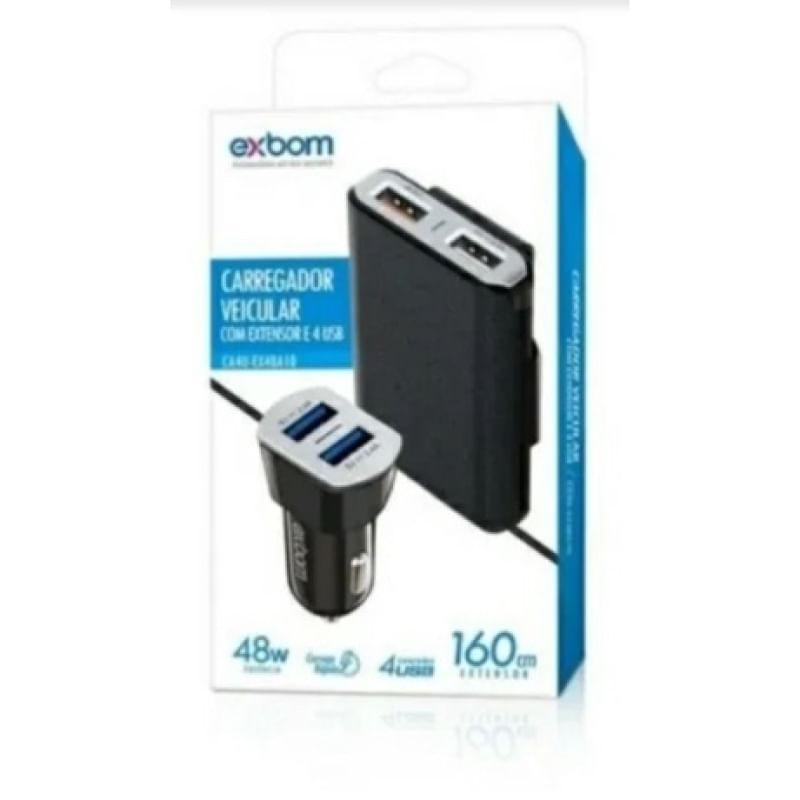 Carregador Veicular Com Extensor 4usb Motoristas Aplicativos