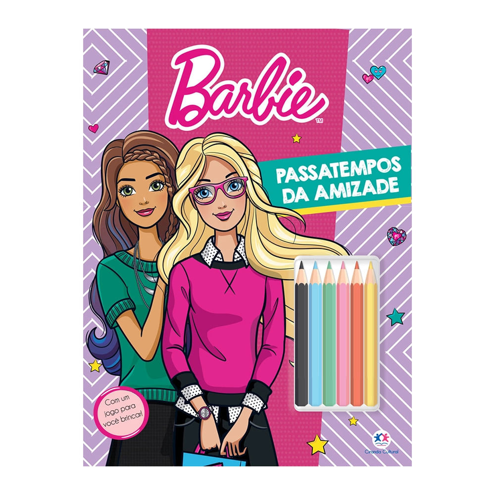 Livro Infantil Ciranda Cultural Passatempos da Amizade Barbie com Lápis de Cor