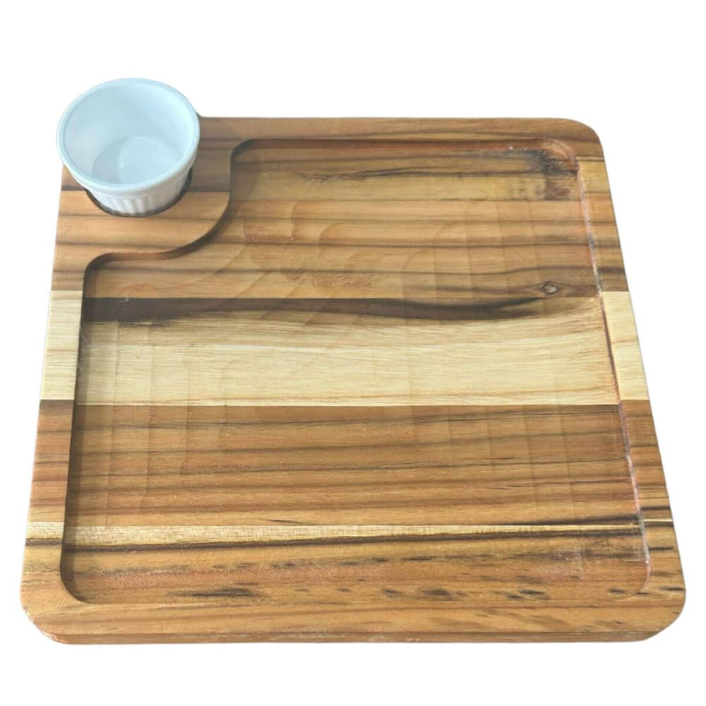 Kit 40 Petisqueira Teca 22,5cm Hamburguer Ramekin 30ml Quadrada Bar Zanline