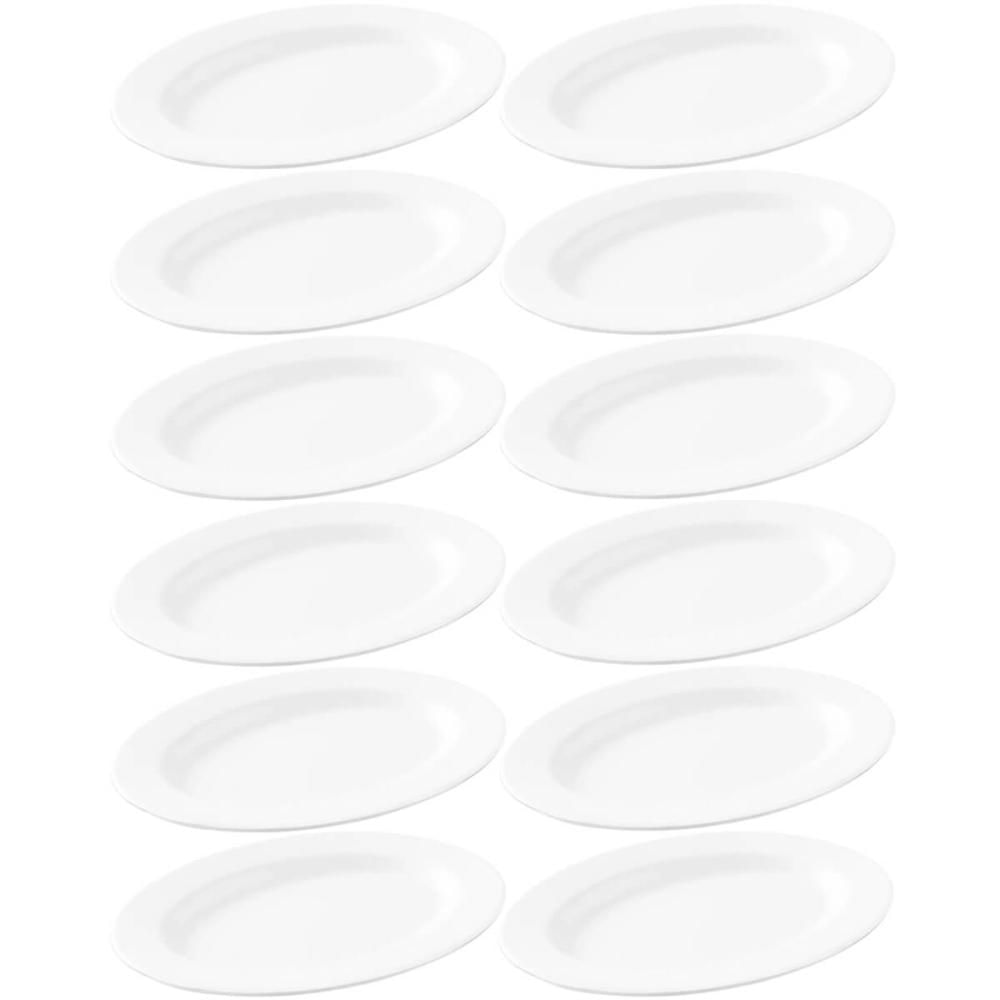 12 Travessas Ovais Melamina Branca 25x18cm Bandeja Rasa Servir Haus Concept