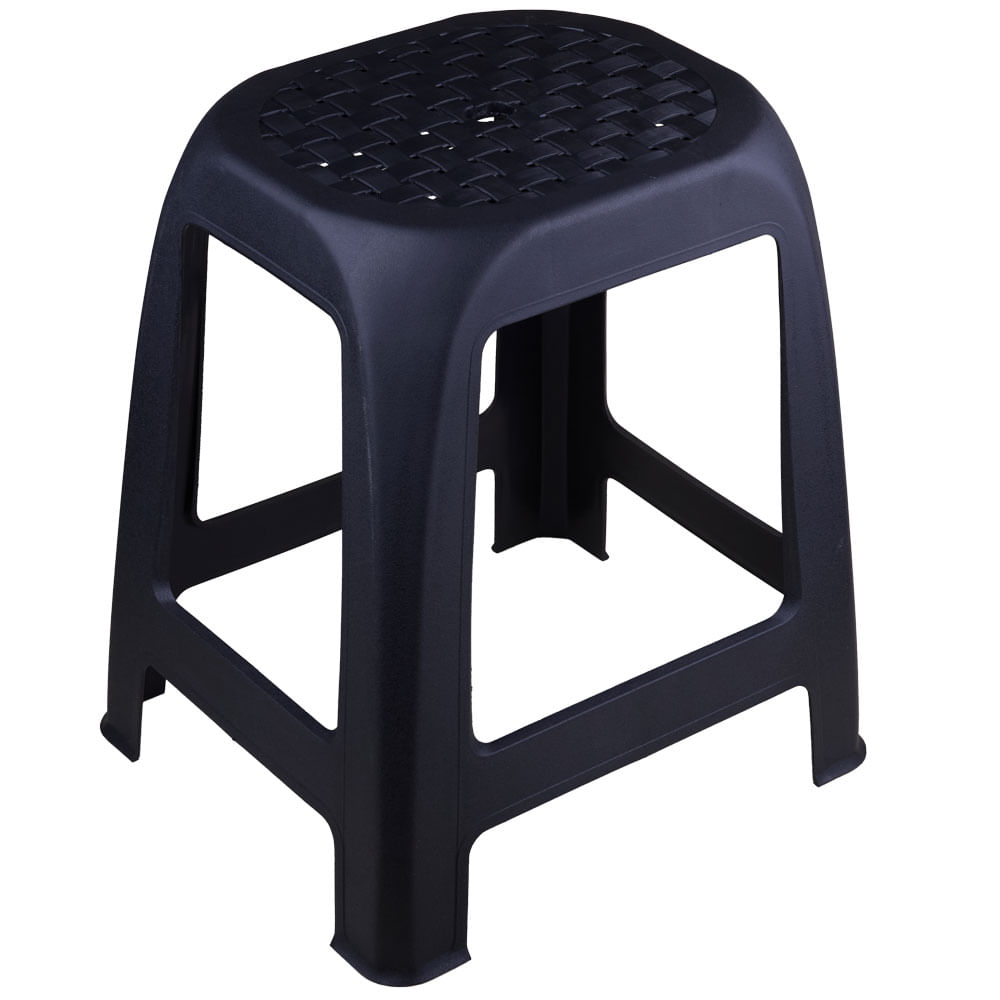 Banqueta Plástica Adulto Cazza Force Resistente Preta