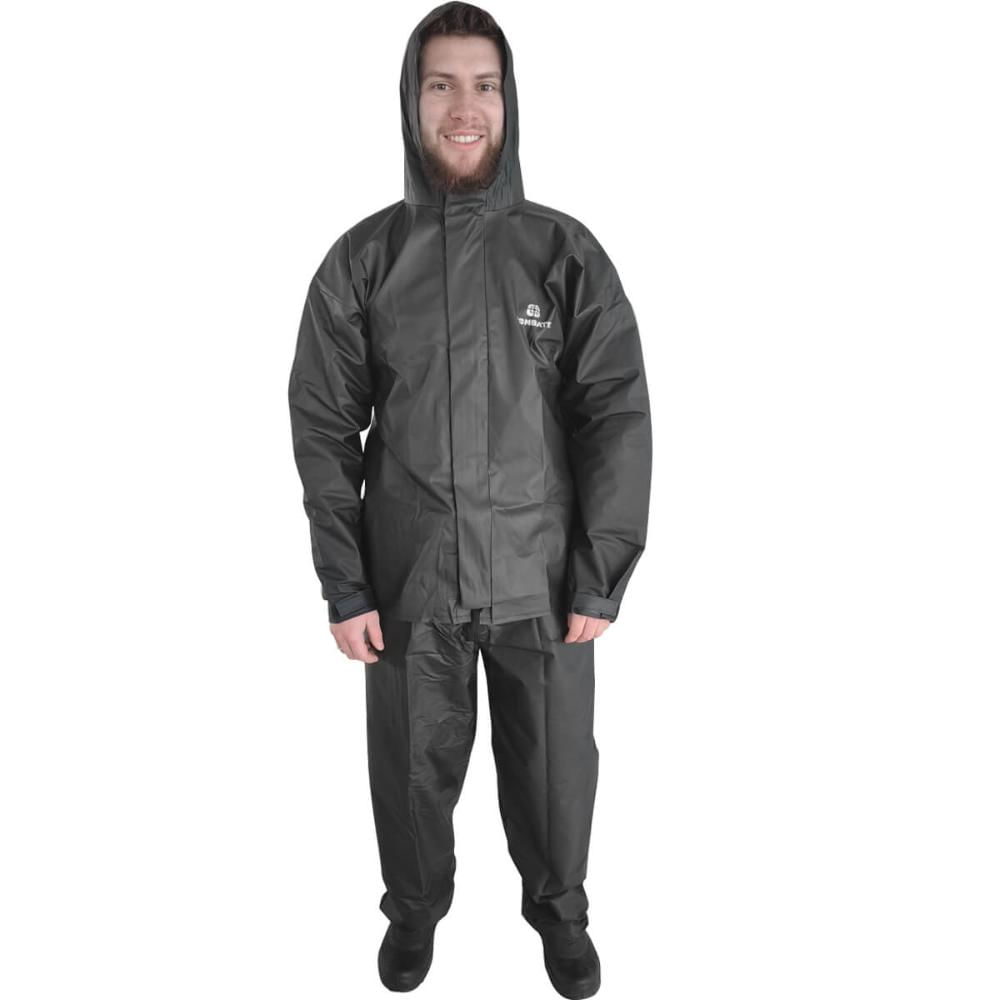 Capa De Chuva Impermeável Para Motoqueiro De Pvc Masculino Preto Combate Capuz