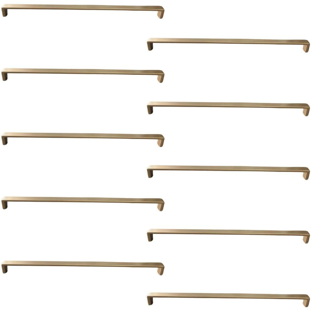 Kit 10 Puxadores 358mm Alça Dourado para Móveis Zamac Piauí Torralba Guarda-Roupas Armário