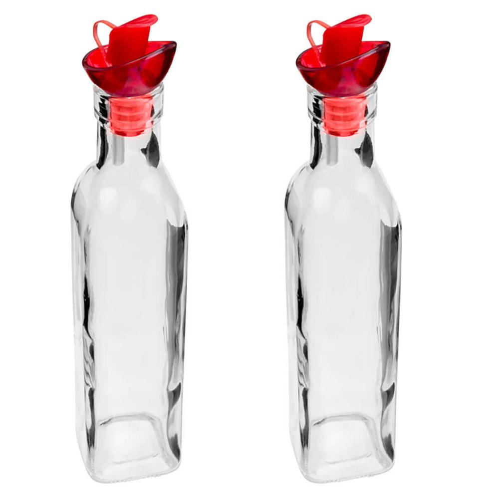 Kit 2 Garrafas de Vidro 270ml para Azeite Vinagre com Tampa