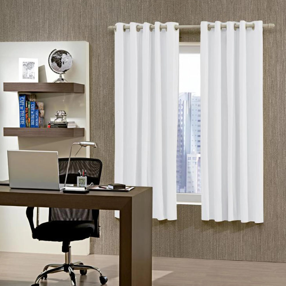 Cortina Corta Luz Bella Janela 2,60m x 2,50m Dupla Face com Ilhós Branco/Cinza