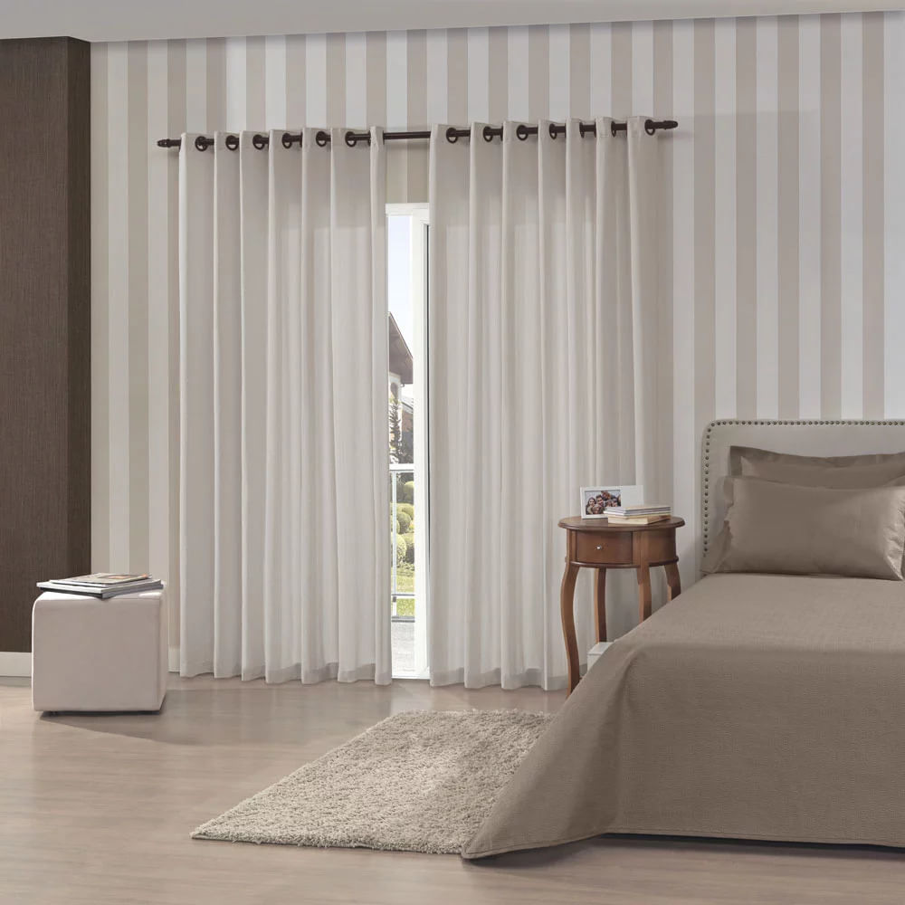 Cortina Rústica Bella Janela 3,60m x 2,50m Pantex Cor Areia