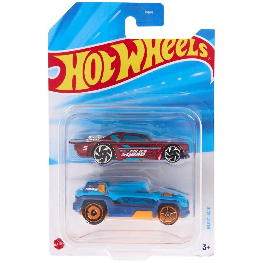 Hot Wheels Pacote 2 Carros Police Squad e News 3 - Mattel