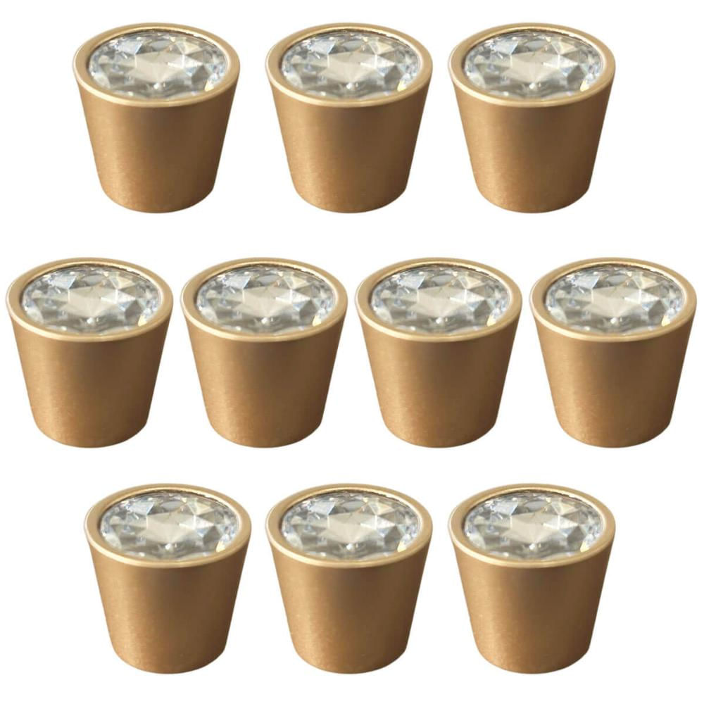 Kit 10 Puxadores Ponto Dourado para Móveis Armários Gavetas Trend Diamante Torralba