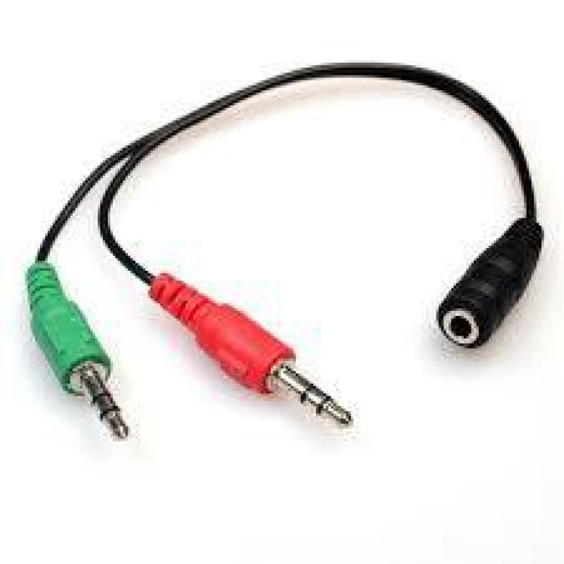ADAPTADOR CABO DE ÁUDIO + MICROFONE PARA SMARTPHONES = SEPARADO = 1X P3 FEMEA PARA 2 P2 MACHO