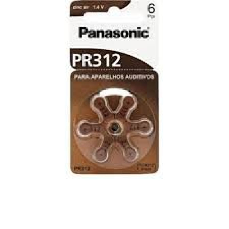Cartela com 6 pilhas Zinc Air 1.4V para aparelhos auditivos