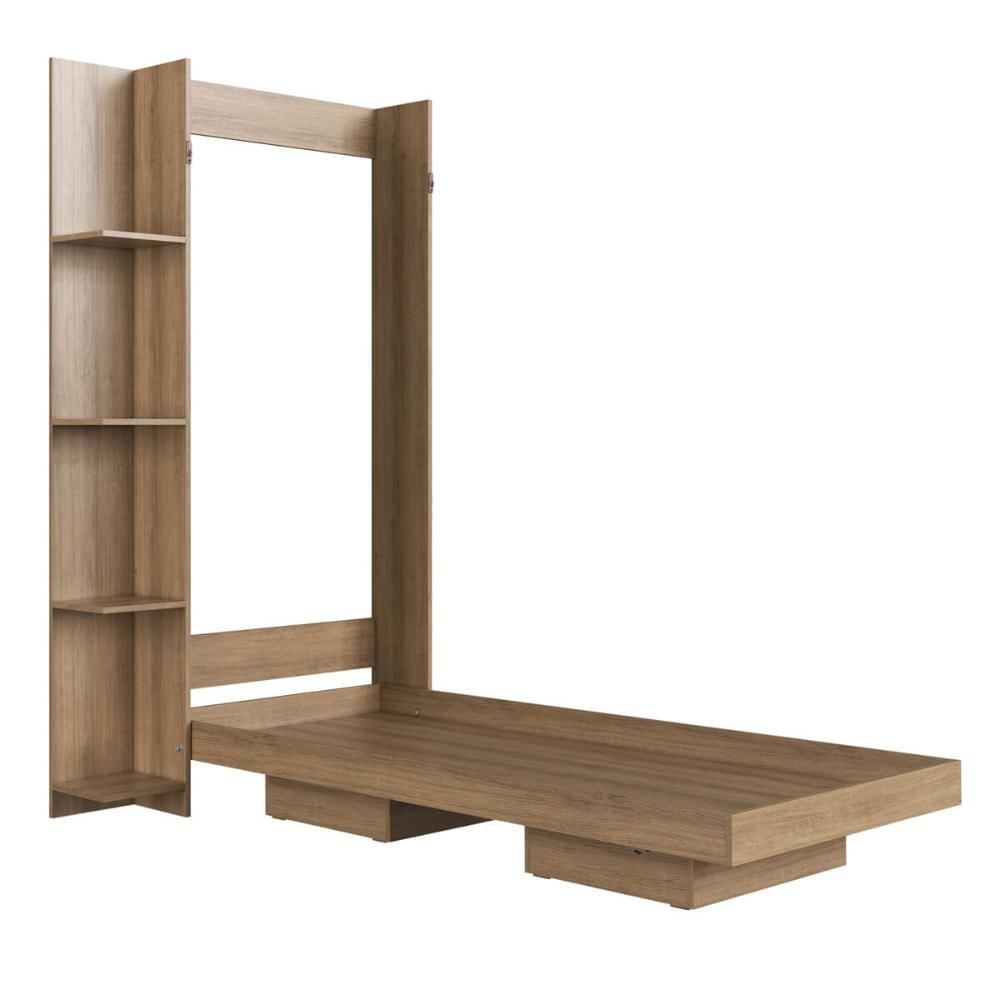 Cama Solteiro Articulável Vertical Dobrável Mel com Estante MDP Vancouver Art In Móveis