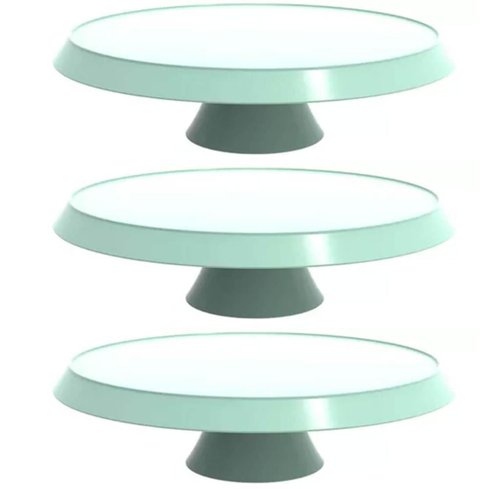 3 Cúpulas Plástico 30cm Bolos Tortas Doces Pratos Verde Menta Bubble Crippa