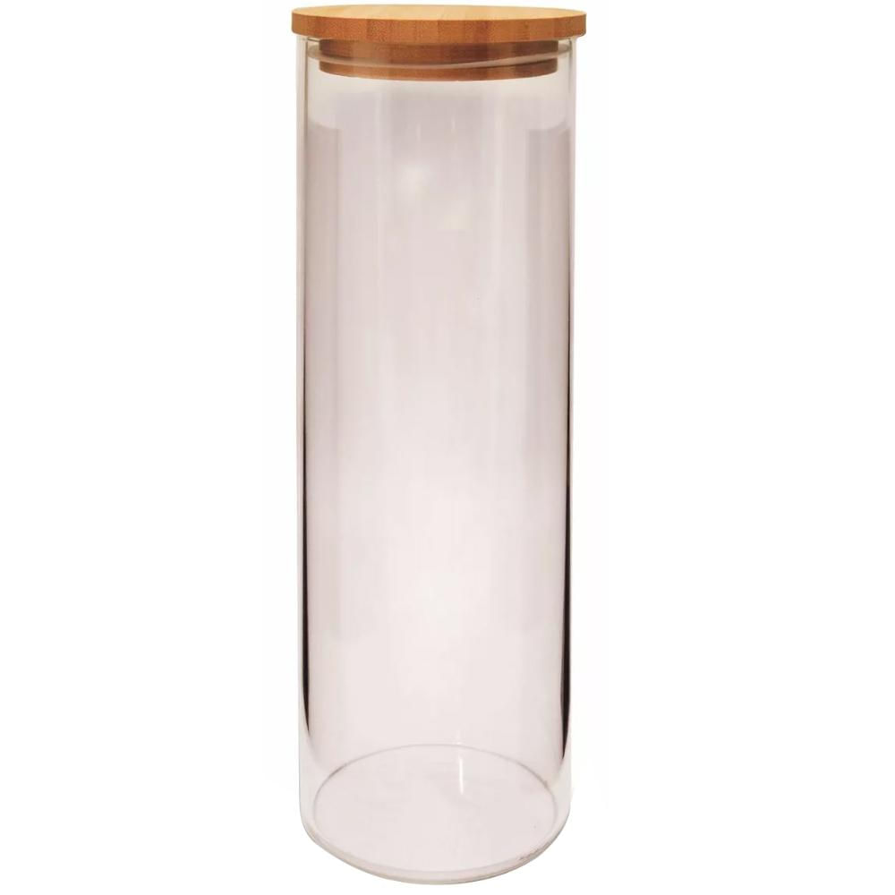 Pote Hermético 1650ml Vidro Borosilicato Tampa Bambu Vika