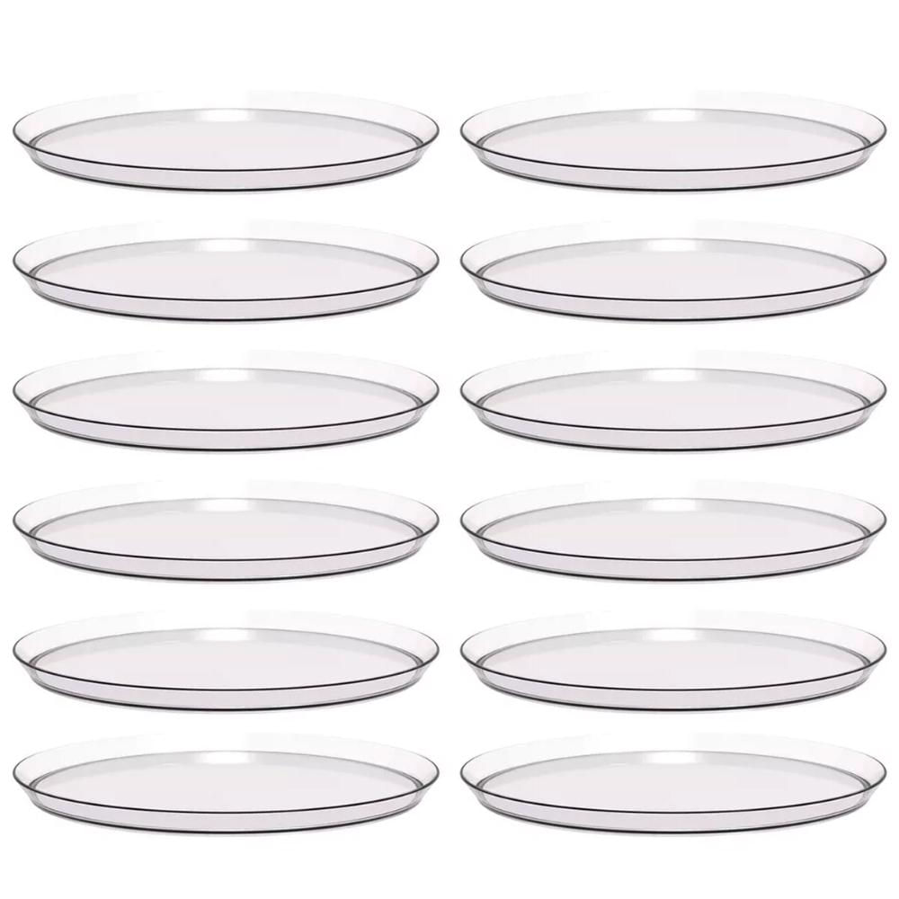 12 Bandejas Redonda 28cm Glassy Crippa Transparente Servir Restaurante Bar Lanchonete
