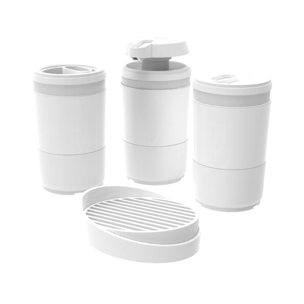 Kit 4 pç Branco Porta Escova Algodão Sabonete Líquido Barra Conjunto para Banheiro Code Crippa