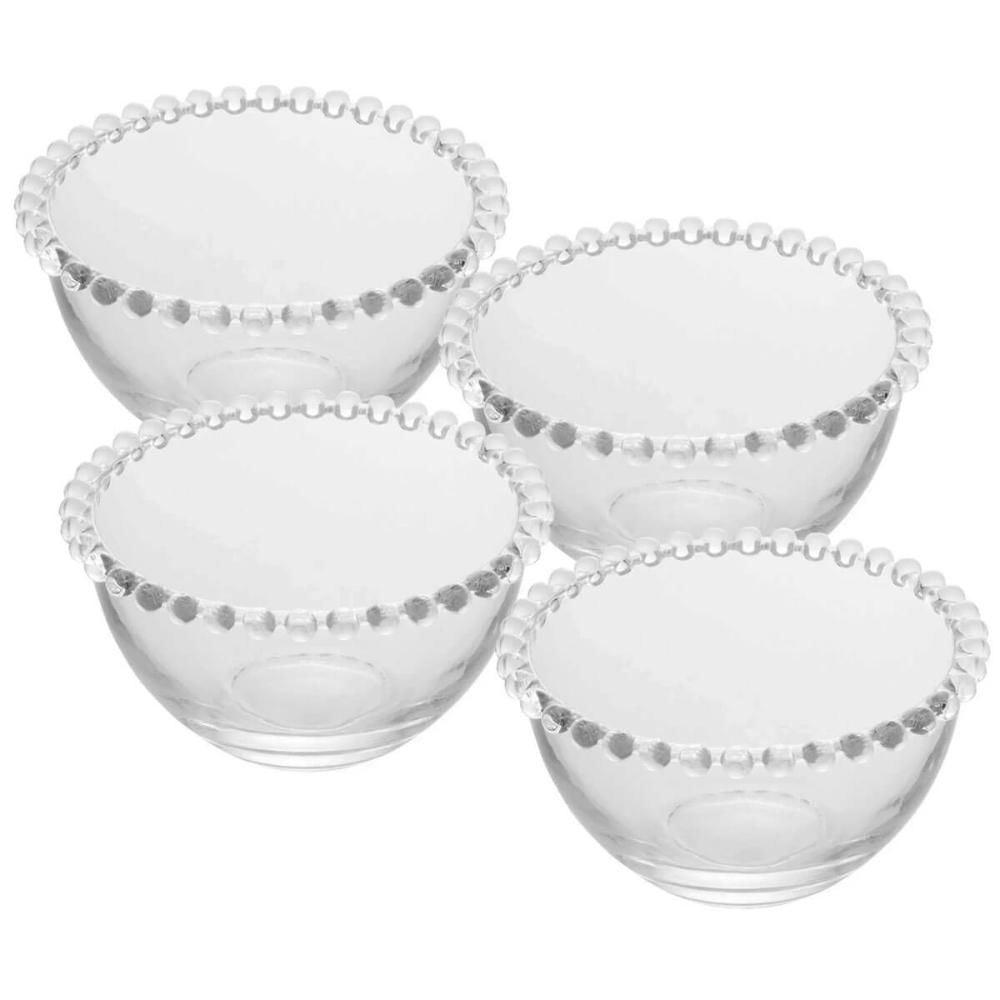 Kit 4 Bowls de Vidro Cristal Wolff Pearl 400ml Tigelas Servir Doces Sobremesas Frutas