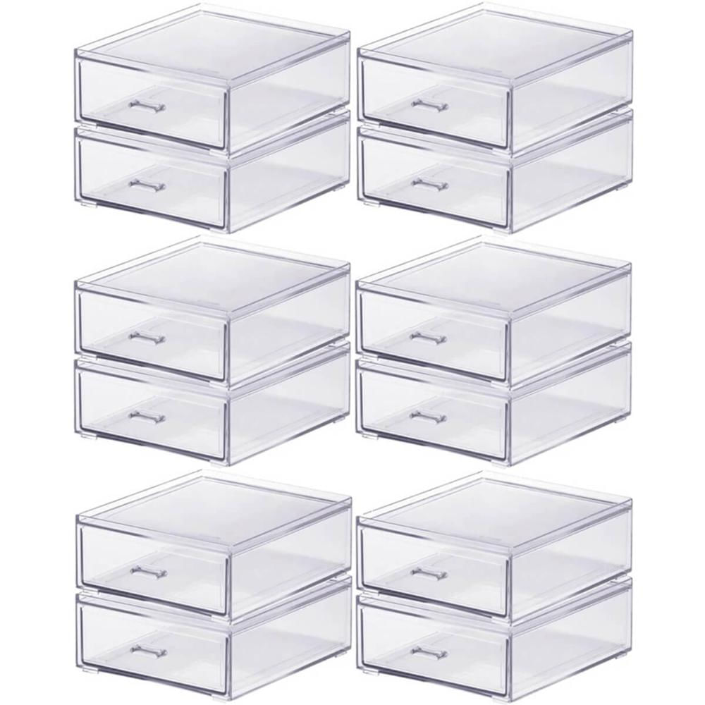 6 Gaveteiros Organizadores 2 Gavetas Acrílico Porta Maquiagens Óculos de Sol Canetas Cinquetti