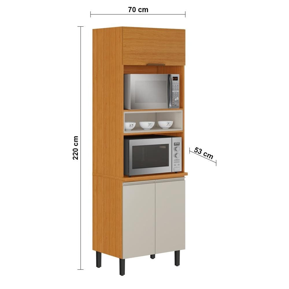 Paneleiro Itatiaia Ideale com 3 Portas, 5 Prateleiras e Nicho para Micro-ondas Cinamomo/Off White