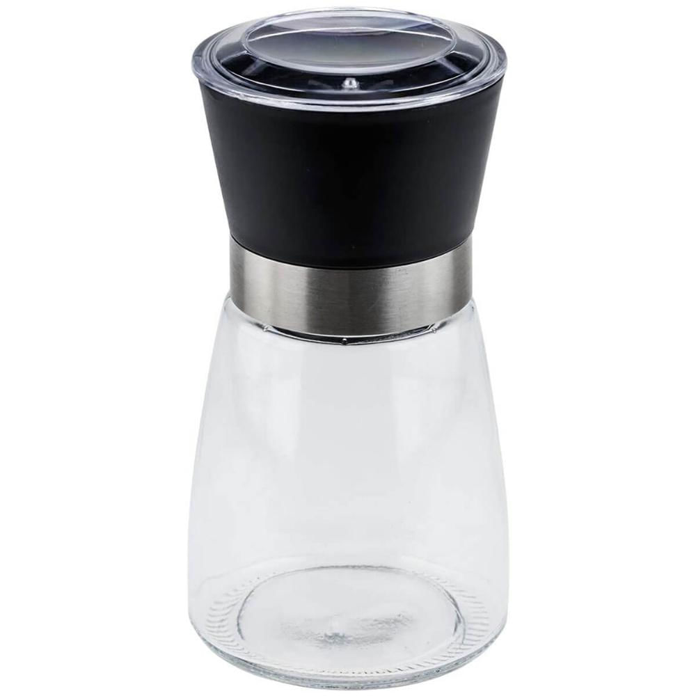 Kit 20 Moedores de Sal e Pimenta Vidro 170ml Moinho Cerâmica Tampa Plástica Preta Temperos Lyor