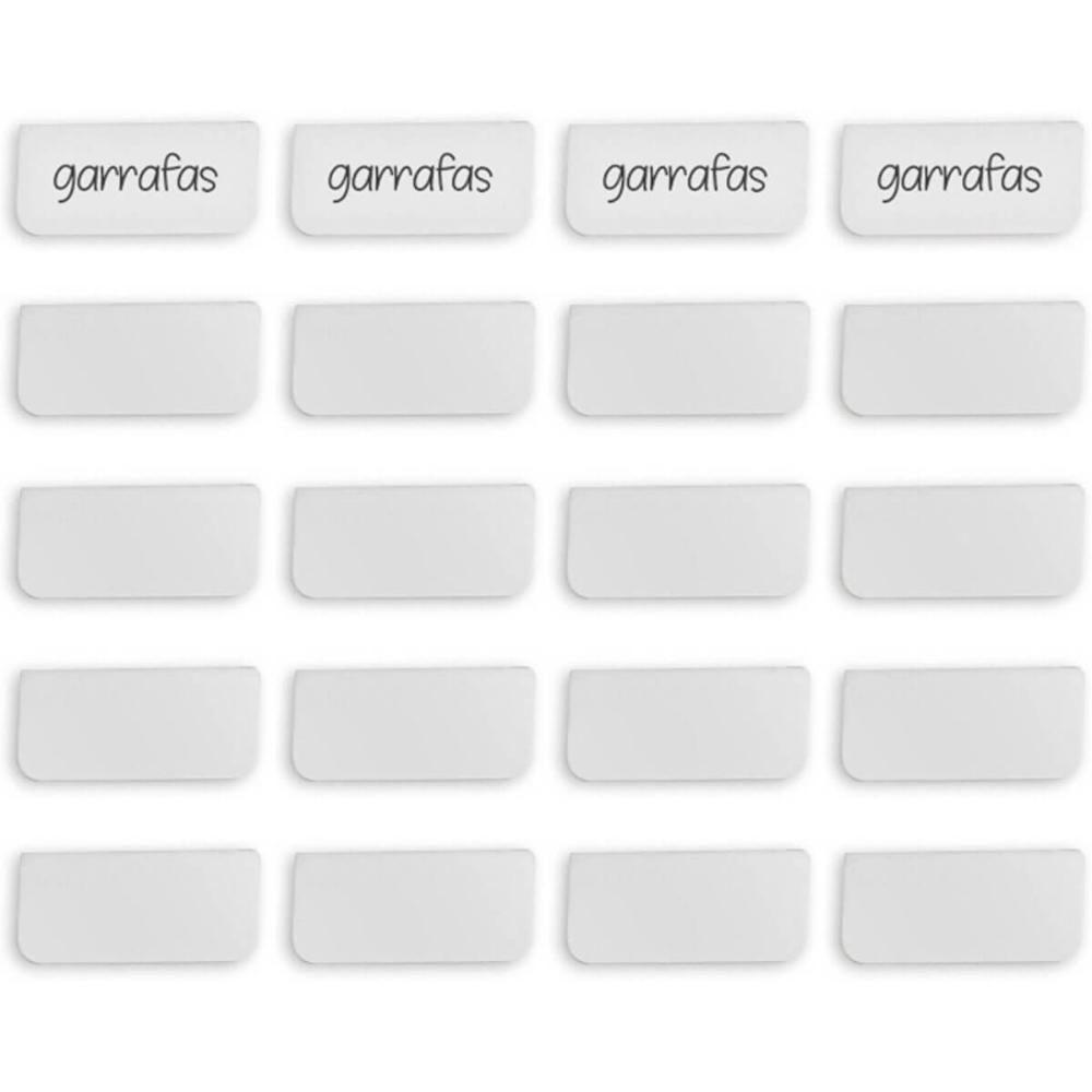 Kit 20 Placas Identificadoras Branca 5,5x2,5cm Caixa Organizadora Etiqueta Encaixe Ou