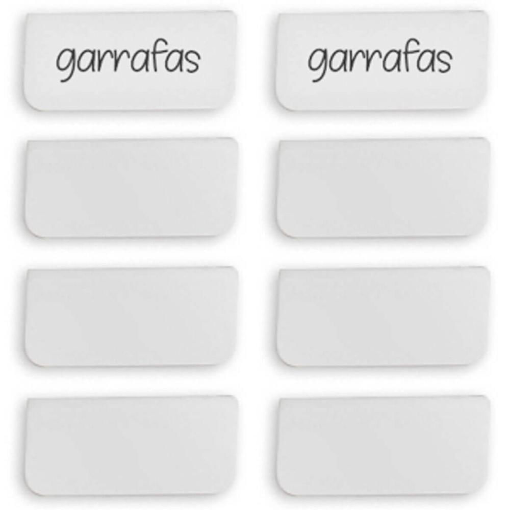 Kit 8 Placas Identificadoras 5,5x2,5cm Etiquetas Encaixe Branca Caixa Organizadora Ou