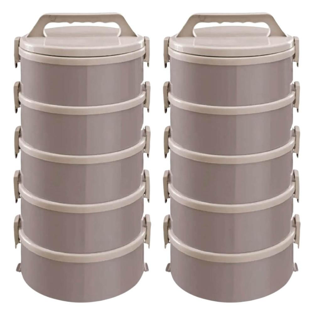 Kit 2 Marmitas Térmicas 5 Pratos Térmicos Empilháveis 1,8L Cappuccino Simonaggio