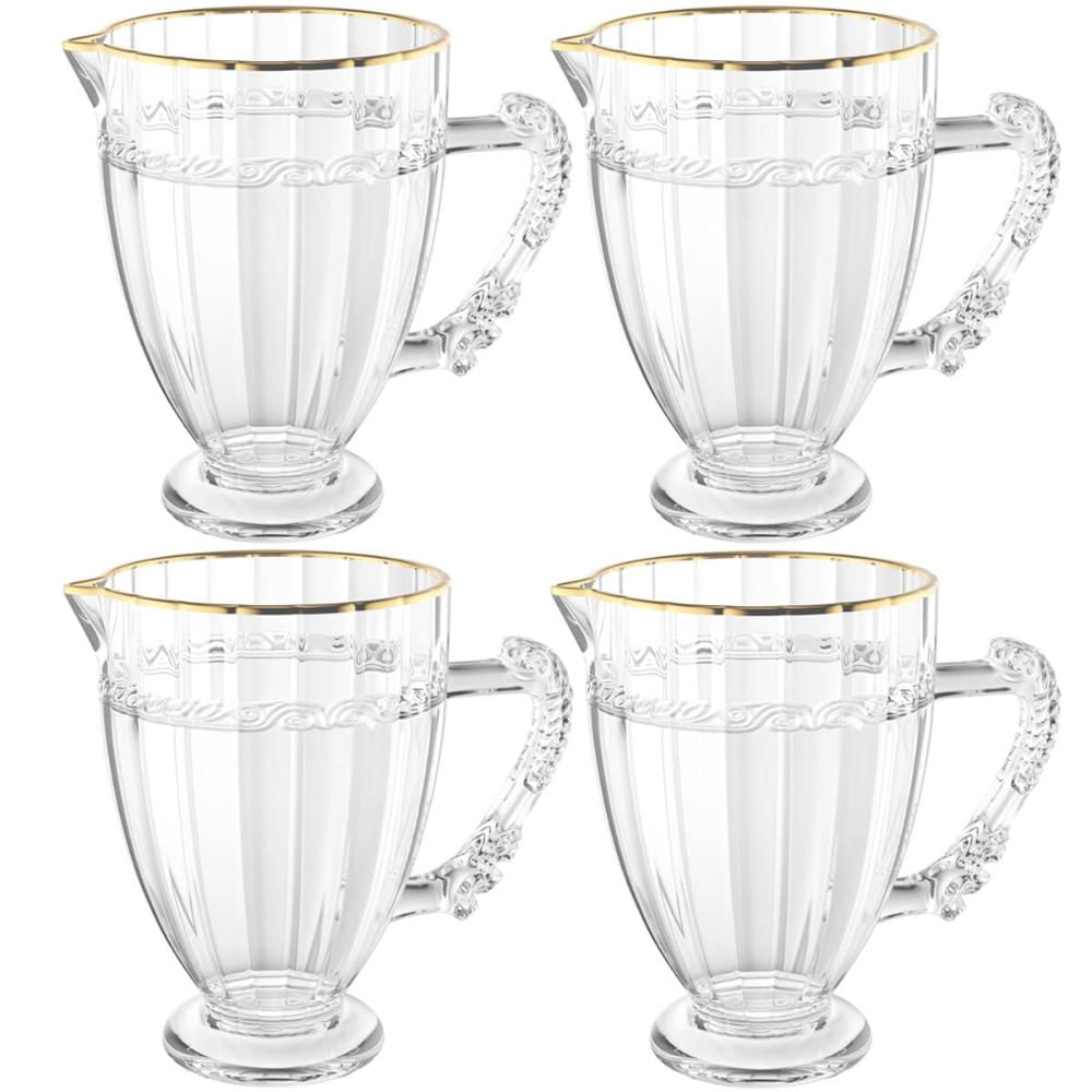 4 Jarras de Cristal com Alça 1,3L Fio de Ouro Imperial Lyor Hotel Restaurante