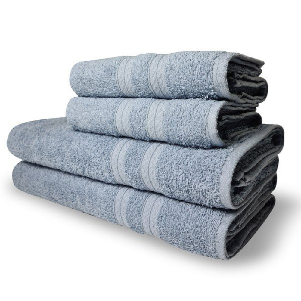Jogo de Toalhas Itália Soft 4 Pçs - 2 Banho e 2 Rosto 430g/m² 100% Algodão Azul