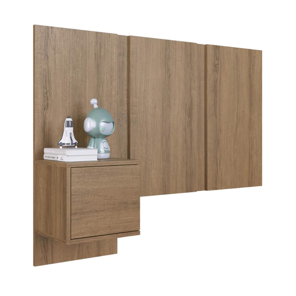 Cabeceira para Cama de Solteiro com Mesa de Cabeceira Mel Zurique MDP Art In Móveis
