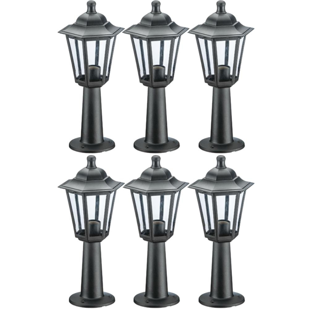 6 Balizadores Luminárias de Chão Muro 44x18cm Preto Colonial Termoplástico Grega Dital