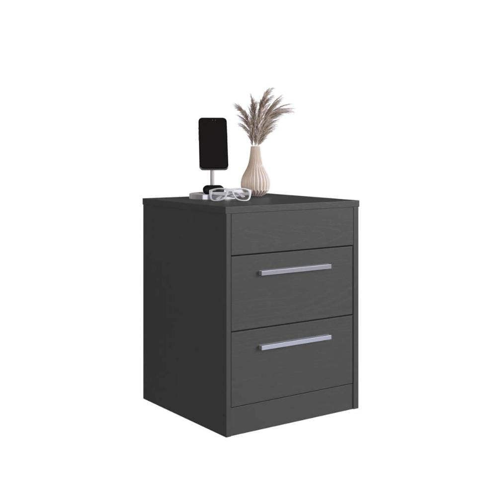 Mesa de Cabeceira com Compartimento Oculto 2 Gavetas Grafite MDP Lock Art In Móveis