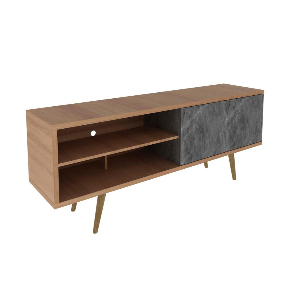 Rack Para TV até 55'' Com 2 Portas R1482 Amêndoa/Mármore Lunar