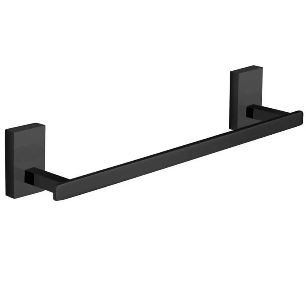 Porta Toalha de Rosto Barra Quadrada 30cm Toalheiro Preto Fosco Jiwi